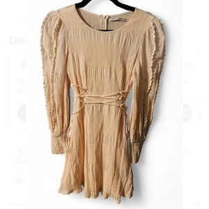 Saints & Secrets Romantic Vintage-Inspired Beige Cotton Dress